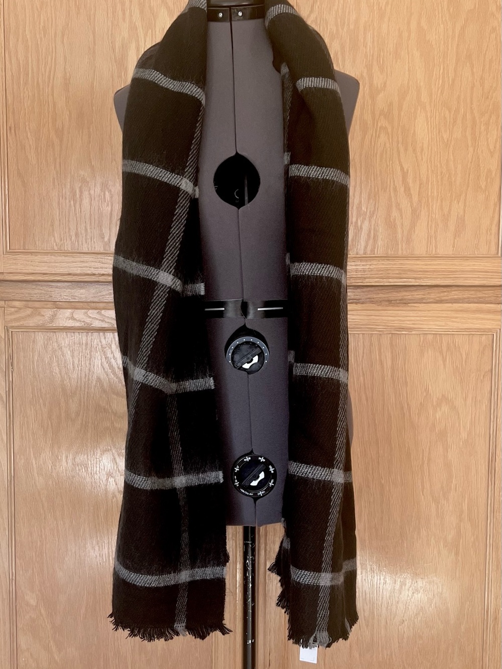 Sole Society Black Plaid Wrap Scarf - Picture 4 of 5
